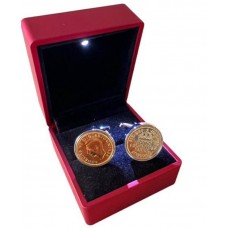 Gold and Silver Sixpence Cufflinks in LED Gift Box